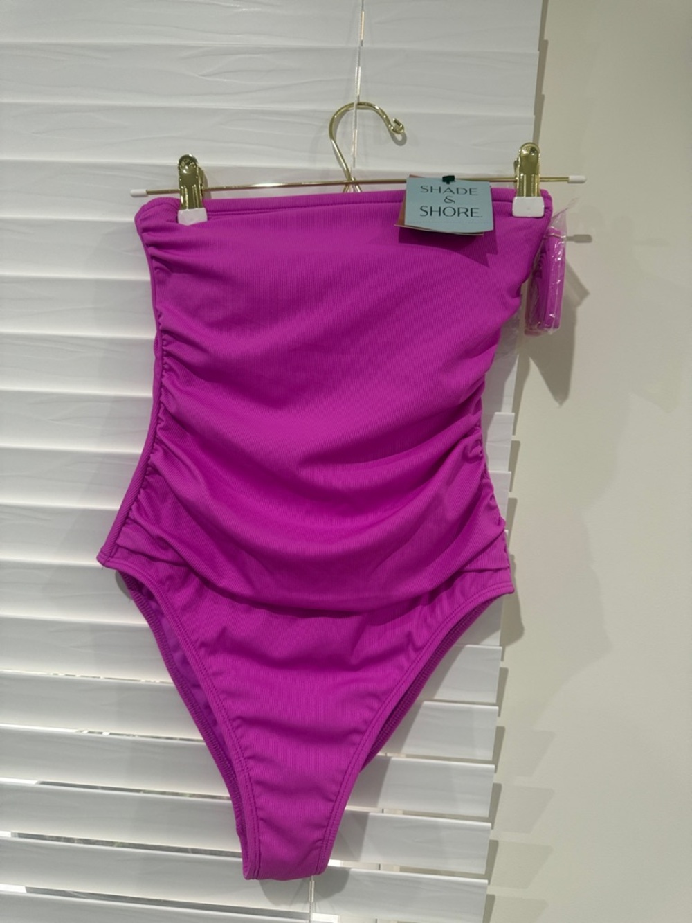 Shade & Shore Magenta Ruched One-Piece Swimsuit